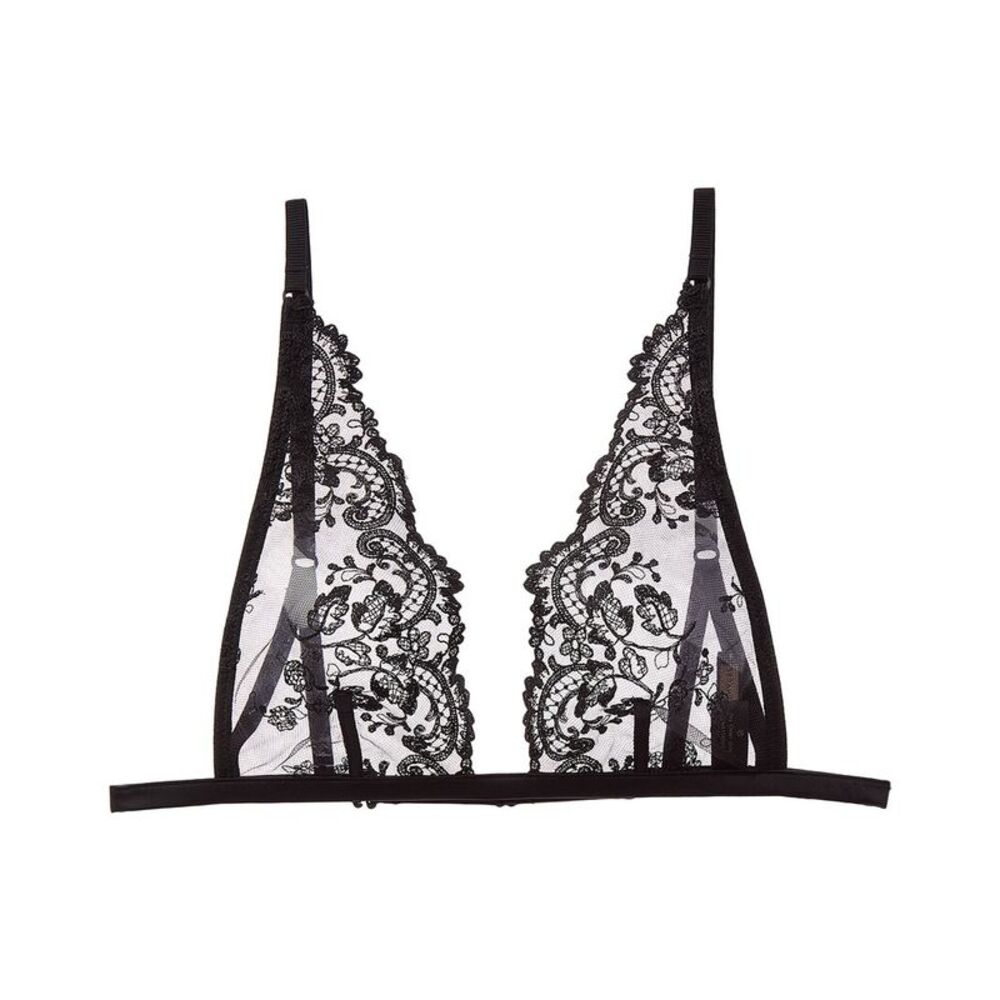 Kiki De Montparnasse Womens  Juliette Soft Silk-Trim Bra, Black